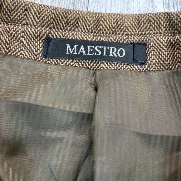 Maestro single Breasted Chevron Blazer Men's Sport Coat Button Closure size 40R - Picture 3 of 8